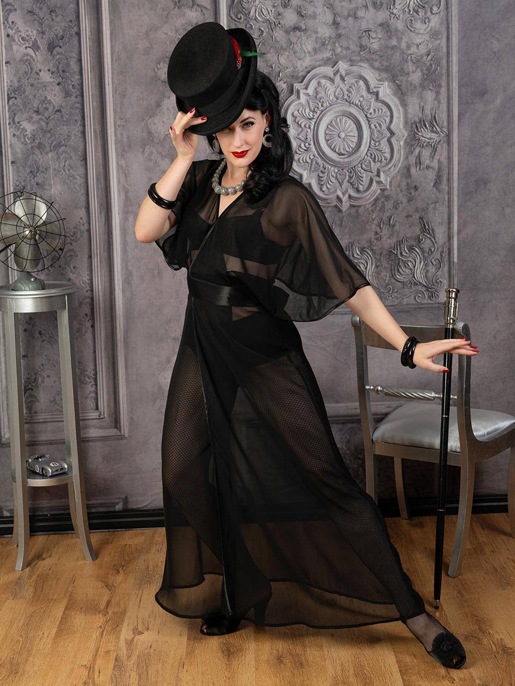 1930s Sheer Lounging Robe L8016: Medium (UK 14, US 10)