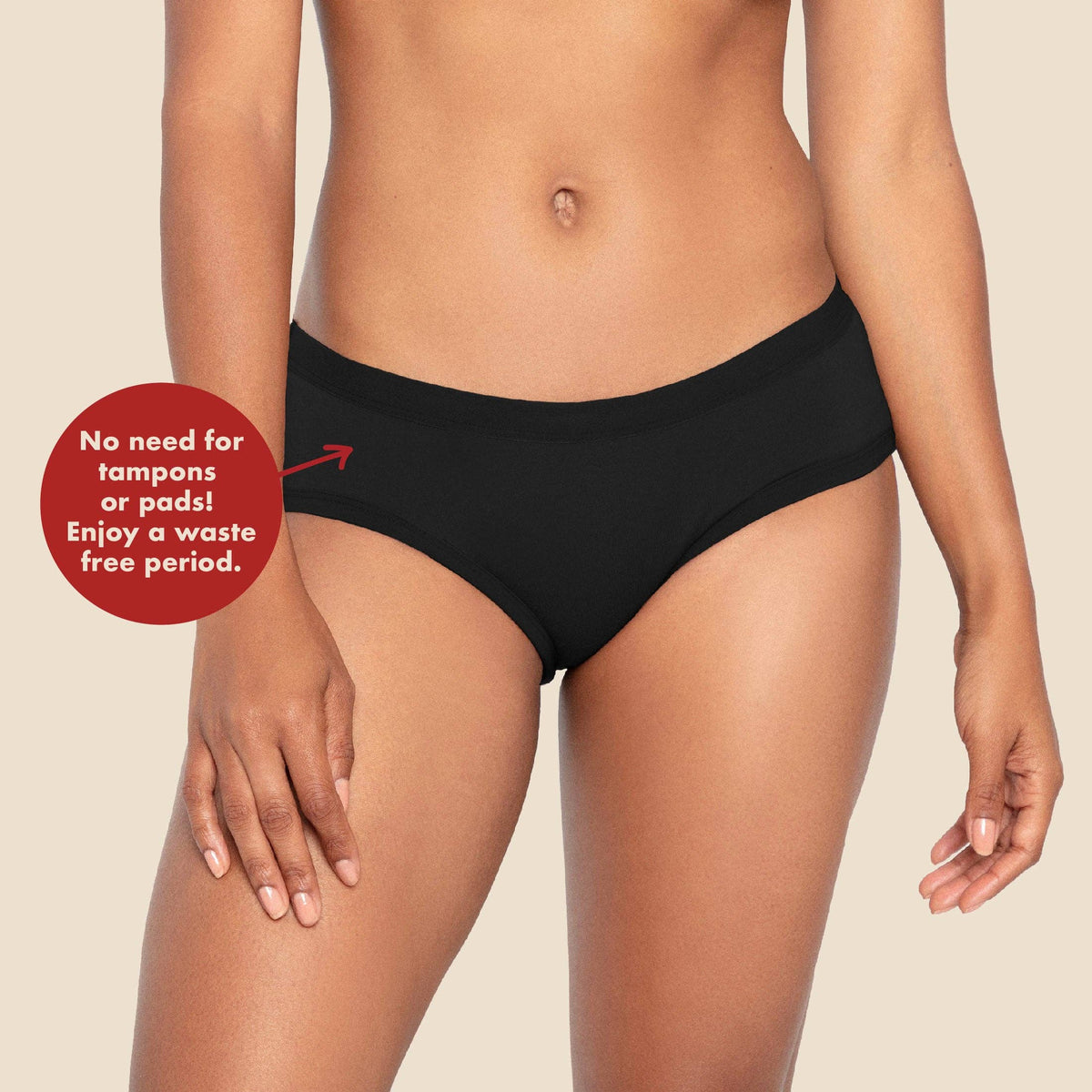The Bikini Period. in Organic Cotton. For Heavy Flows - Single Polybag Unit: Black / M