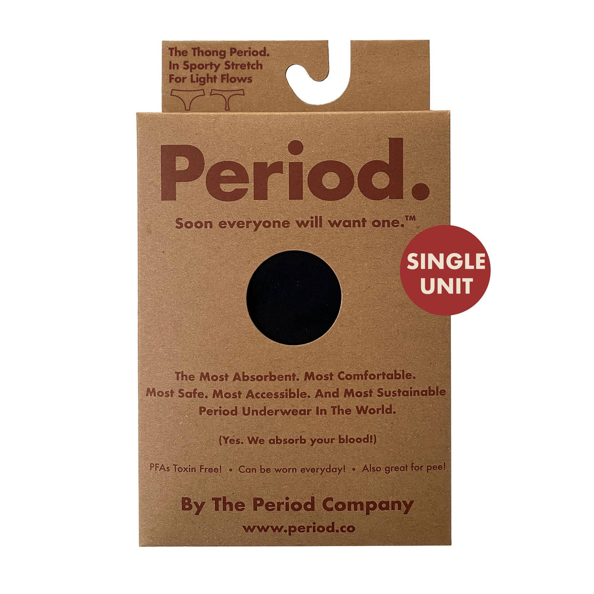 The Thong Period. in Sporty Stretch - Single Boxed Unit: Black - Boxed / M