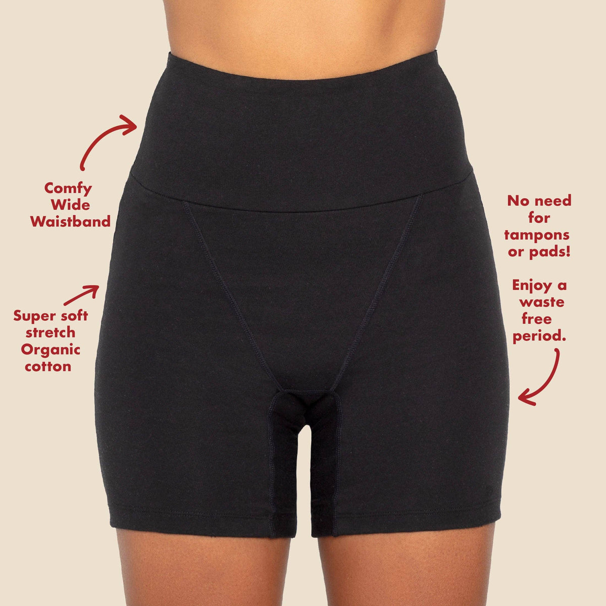 The Sleeper. Period. in Organic Cotton. For Heavy Flows - Single Polybag Unit: Black / S