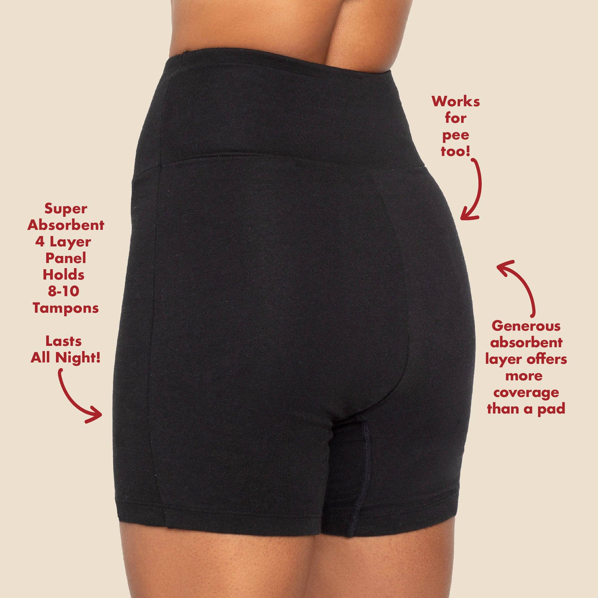 The Sleeper. Period. in Organic Cotton. For Heavy Flows - Single Polybag Unit: Black / 2X