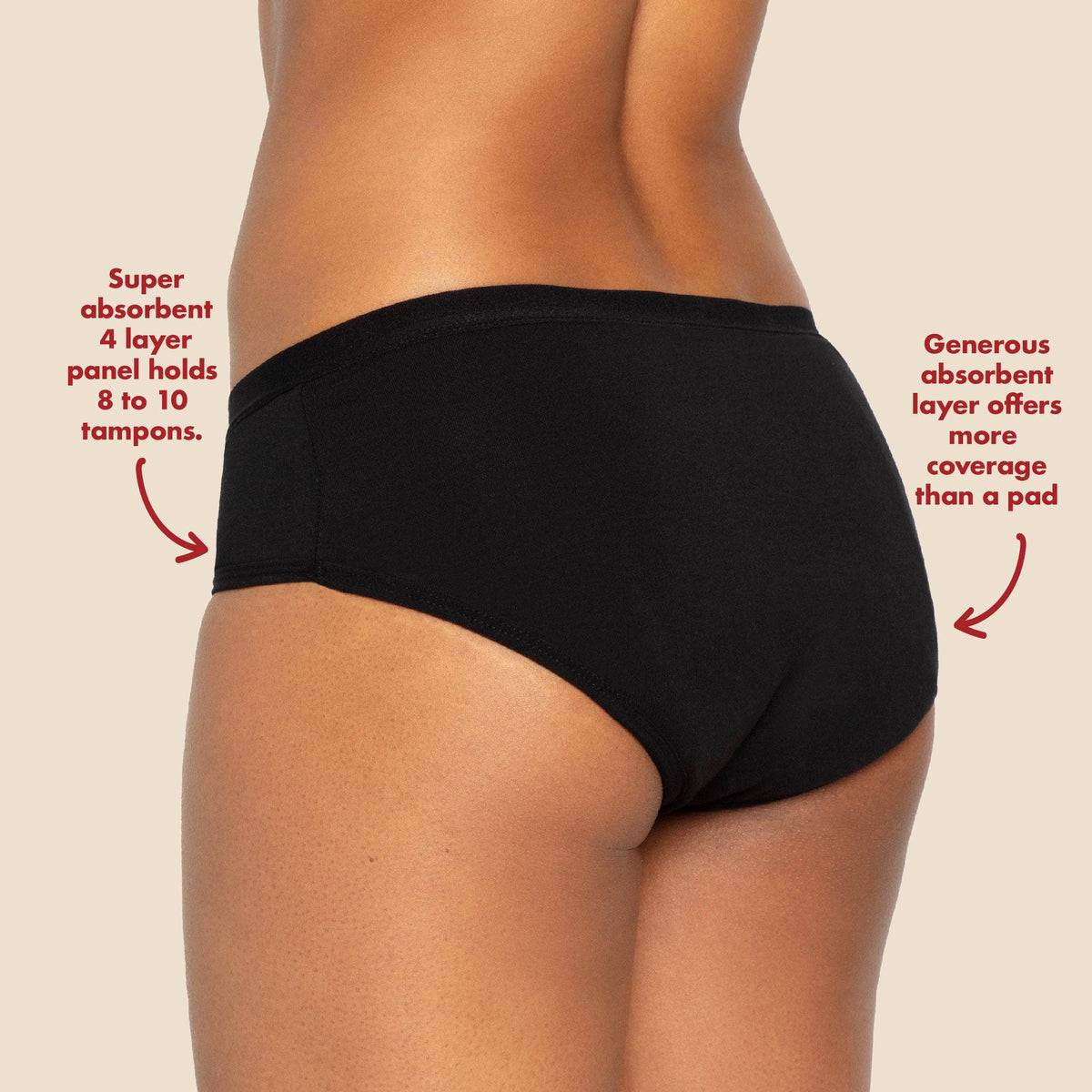 The Bikini Period. in Organic Cotton. For Heavy Flows - Single Polybag Unit: Black / M