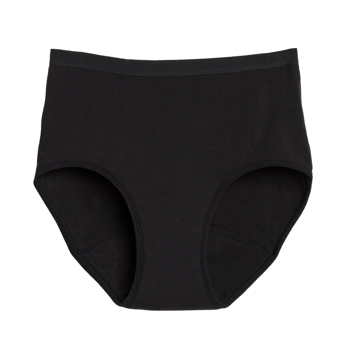 The High Waisted Period. in Organic Cotton. For Heavy Flows - Single Polybag Unit: Black / XS