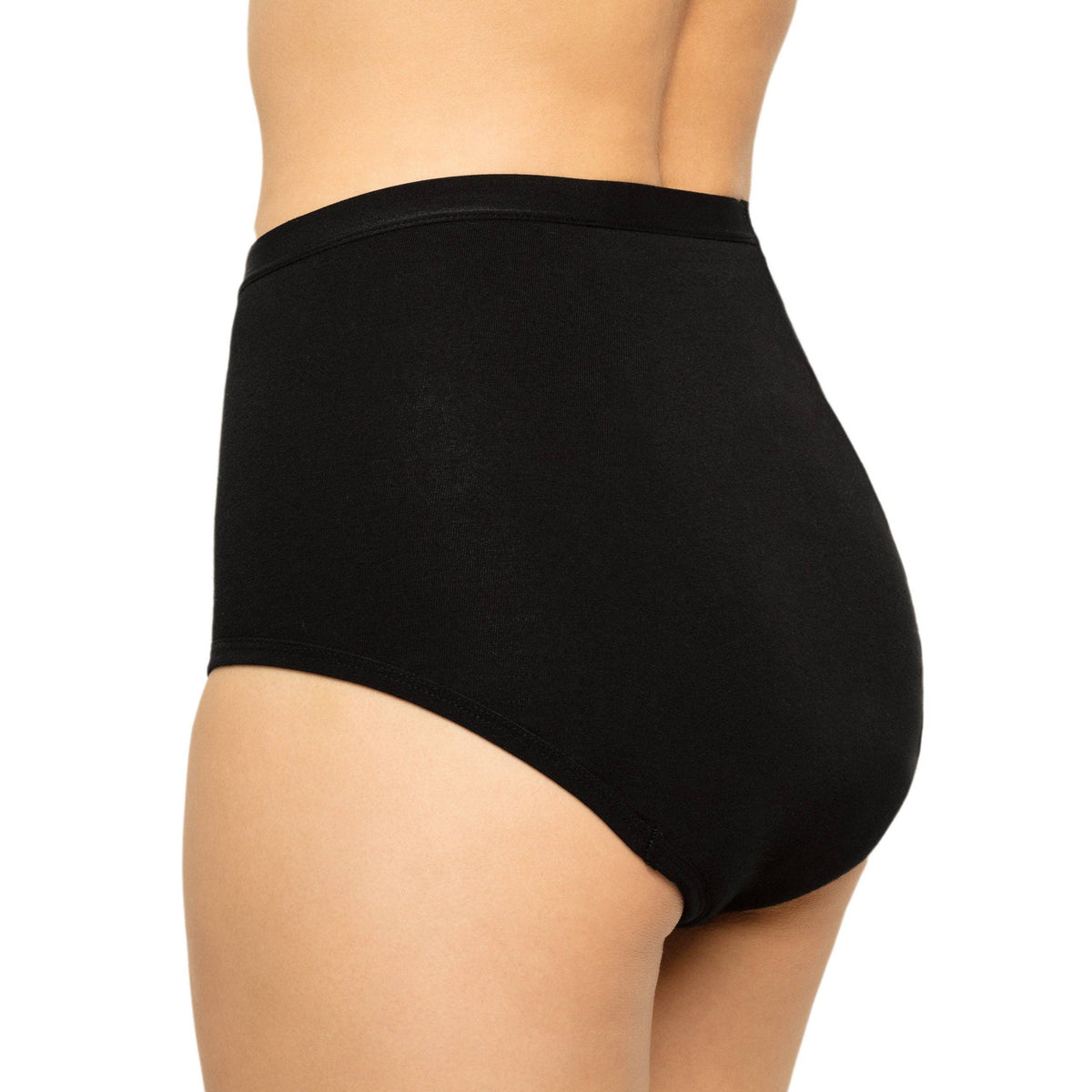 The High Waisted Period. in Organic Cotton. For Heavy Flows - Single Polybag Unit: Black / M