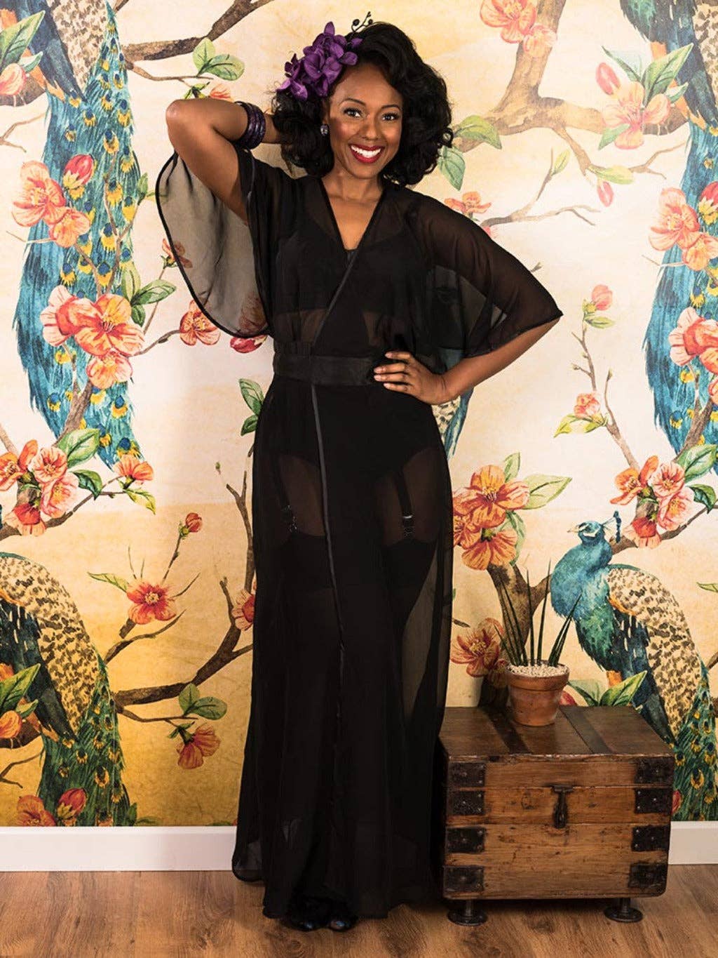 1930s Sheer Lounging Robe L8016: Medium (UK 14, US 10)