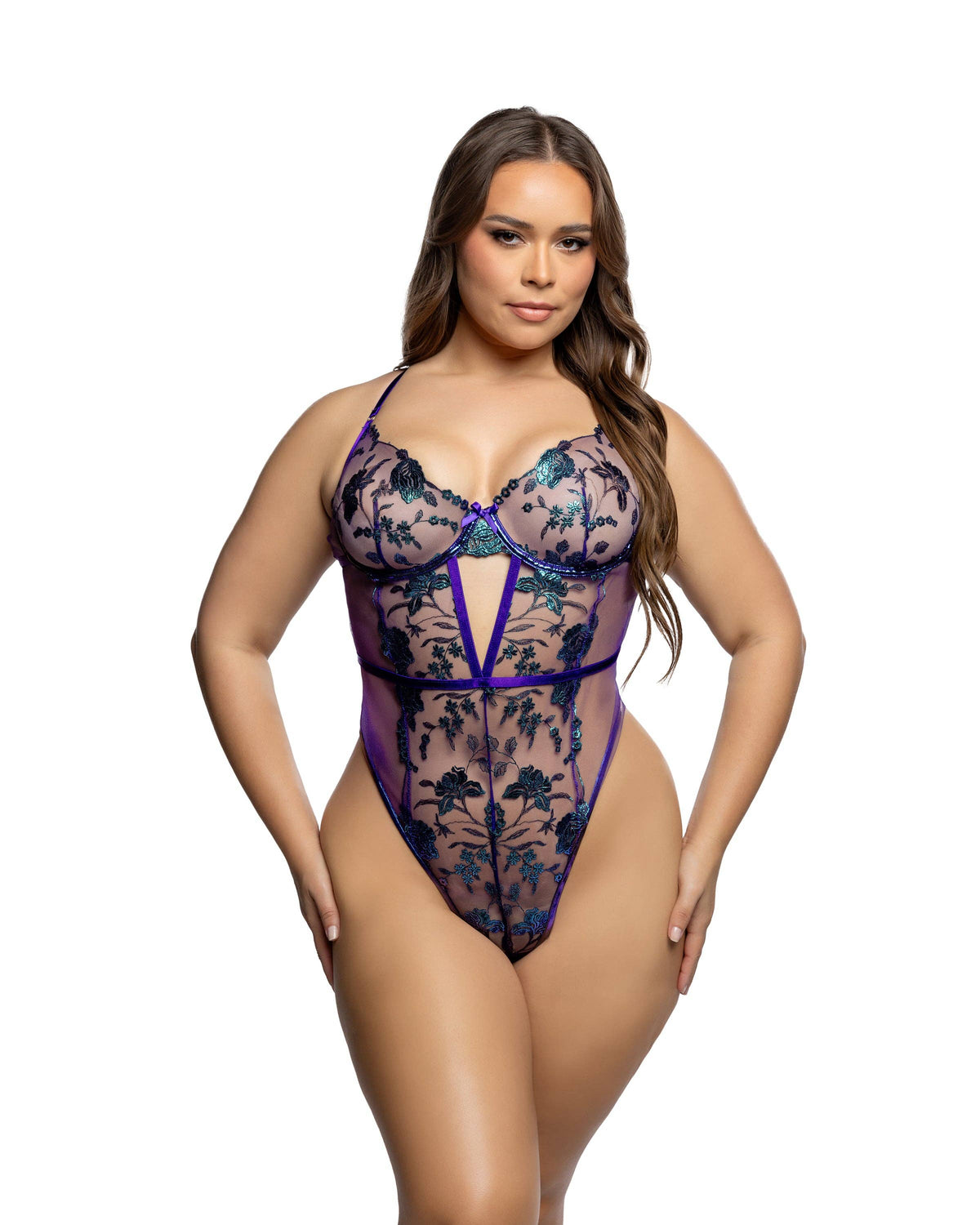 LI1045 - Electric Shimmer Teddy: Purple / XS