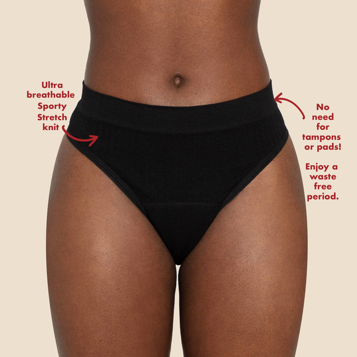 The Thong Period. in Sporty Stretch - Single Boxed Unit: Black - Boxed / M