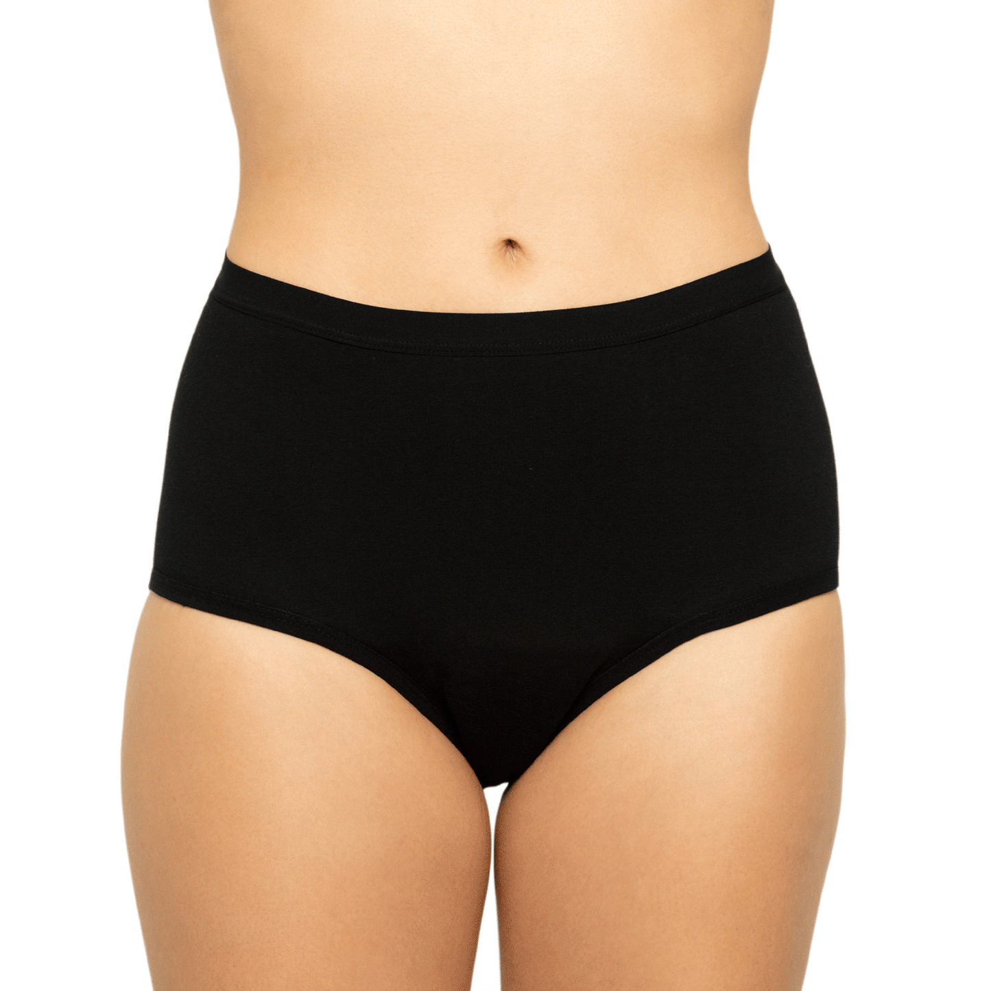 The High Waisted Period. in Organic Cotton. For Heavy Flows - Single Polybag Unit: Black / M