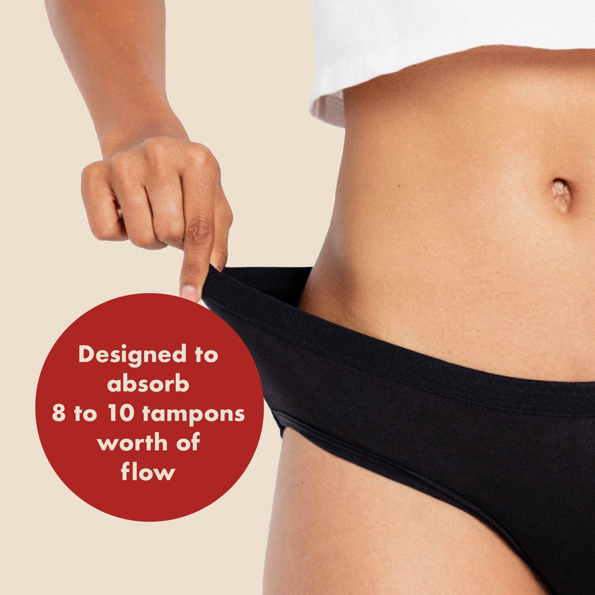The Bikini Period. in Organic Cotton. For Heavy Flows - Single Polybag Unit: Black / L