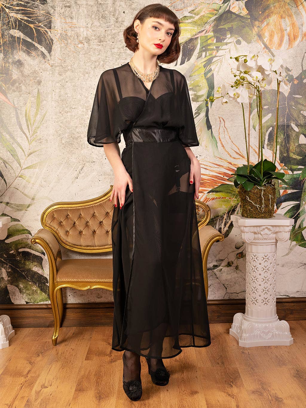 1930s Sheer Lounging Robe L8016: Medium (UK 14, US 10)