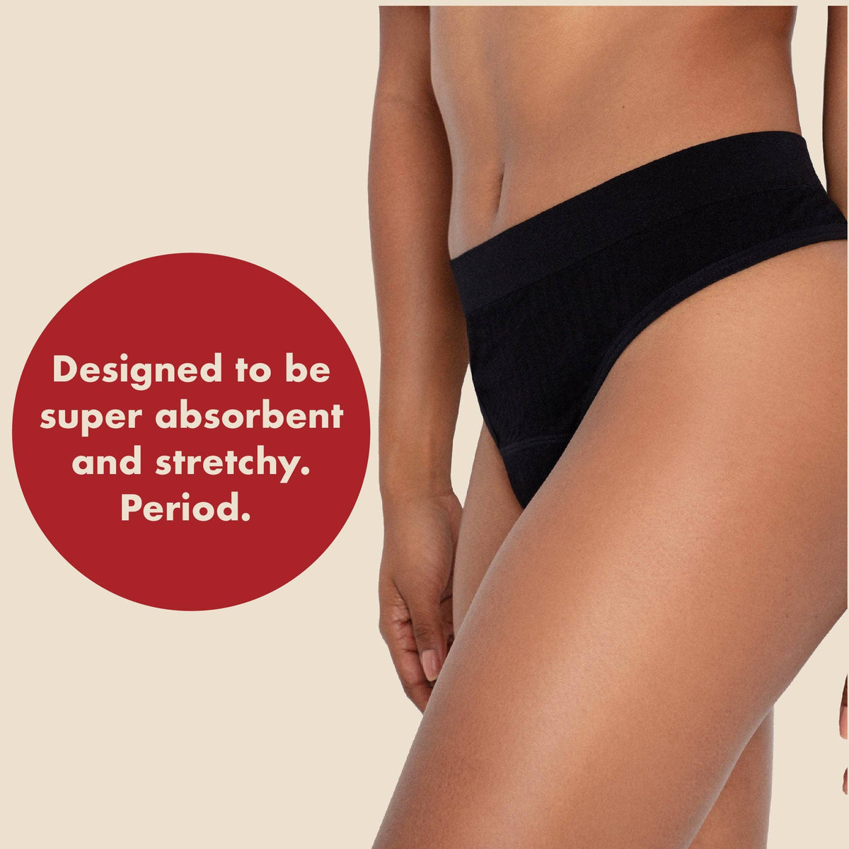 The Thong Period. in Sporty Stretch - Single Boxed Unit: Black - Boxed / M